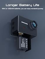 Apexcam Action Cam 4K60FPS 48MP WLAN Sportskamera Unterwasserkamera 40m Wasserdicht 8X Zoom 2.4G Fernbedienung 2x1350mAh Akkus mit Zubehör Halterungs-Set(M80) – Ansicht 6