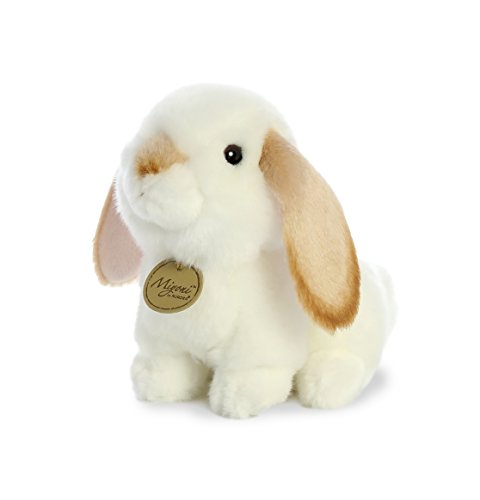 Aurora World Miyoni White Plush Lop Eared Rabbit Tan Ears, Small