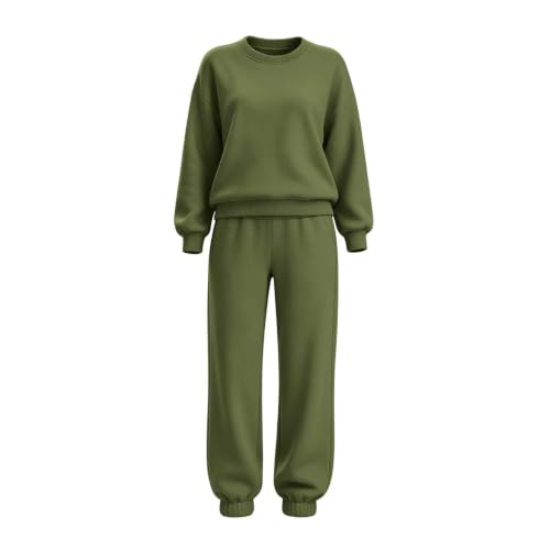 Women 2 Piece Loungewear Set Crew Neck Sweatshirt Jogger Pants Casual Fall - image 9
