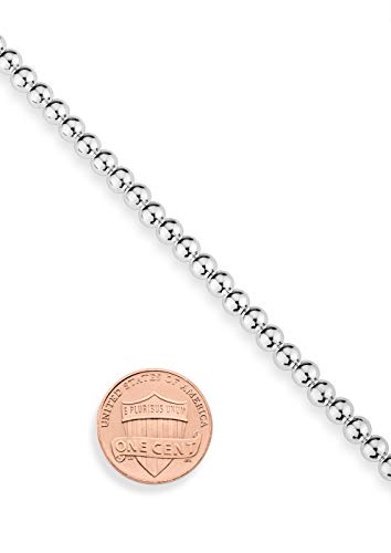 Miabella Italian 925 Sterling Silver Handmade 4mm Bead Ball Strand Chain Necklace for Women, Made in Italy3
