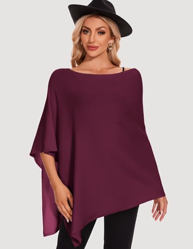 PULI Women Soft Knit Poncho Lightweight Travel Shawl Cape Versatile Ponchos Sweater3