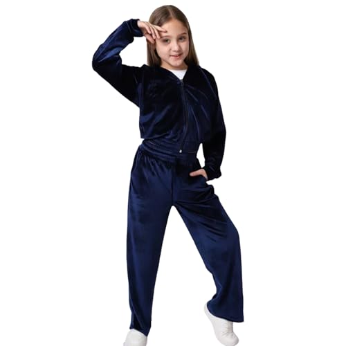 Survêtement enfant fille velours ensemble de sport zippé jogging printemps automne 2 pièces