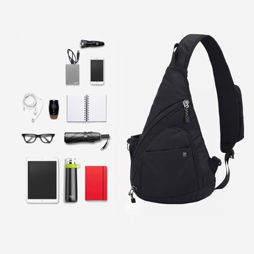 Sling Bag for Women Men, Crossbody Backpack for Hiking Running, Fashionable Mens Fanny Pack Cross body, Outdoor Crossbody Men's Shoulder Bag,Travel Essentials Mens Bags (Black)4