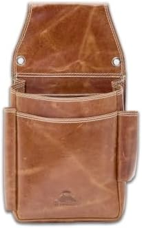Woodland® Kellnerbörsen-Holster aus Robustem Rindsleder im Vintage-Look Cognac mit Kugelschreiberfach und Feuerzeugfach