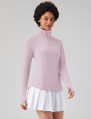 Image of LOMON Women Long Sleeve Shirts Sun Protection 1 /4 Zip Summer Quick Dry Hiking Shirts Quarter Zip Pullover for Women