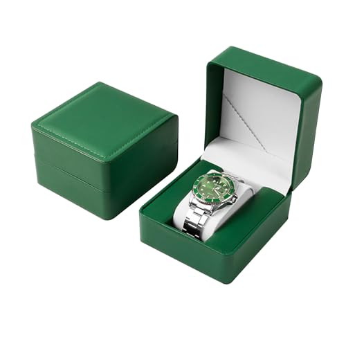 AfitLulu Uhrenbox Einzeln Uhren Aufbewahrungsbox mit Abnehmbaren Uhrenkissen für Damen und Herren, Uhrenkoffer PU-Leder Uhrenaufbewahrungsbox für...