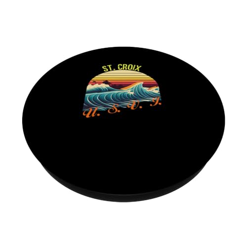 St. Croix Retro Surf Apparel & Beachwear, St. Croix PopSockets Swappable PopGrip, Black - Image 2