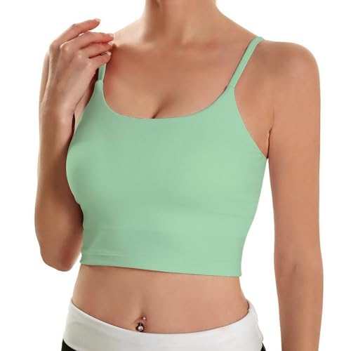 Image of ECOPARTY Wirefree Padded Yoga Sports Bra for Women - Moisture Wicking Quick Dry Workout Crop Tank Camisole