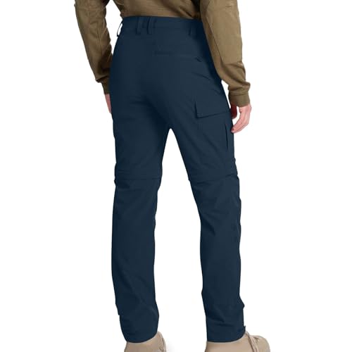 Men Hiking Pants Outdoor with 5 Deep Pockets Cargo Lightweight Zip-Off Pant Water Resistant Convertible Trousers4