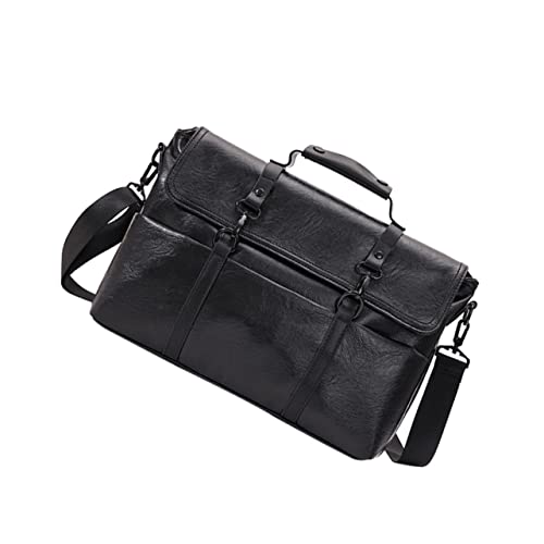 SHINEOFI 1 Pieza Maletín de Cuero PU para Hombre Bolsa de Hombro Portátil para Laptop Negocios Organizador de y Accesorios Color Negro para Uso