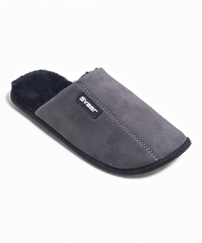 Image of SVAAR Men's Warm Winter Slippers, Cozy Fur Flip Flop Slip-On House Shoes, Indoor Bedroom Slides & Closed-Toe Home Clogs Sandals
