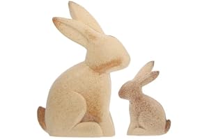 Unleash Your Creativity with 2-Piece Easter Wood Rabbit Figurines