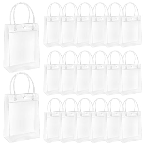 Sacs transparents avec poignées 5,7x6,7x2,8 pouces pour cadeaux de Noël et baptêmes