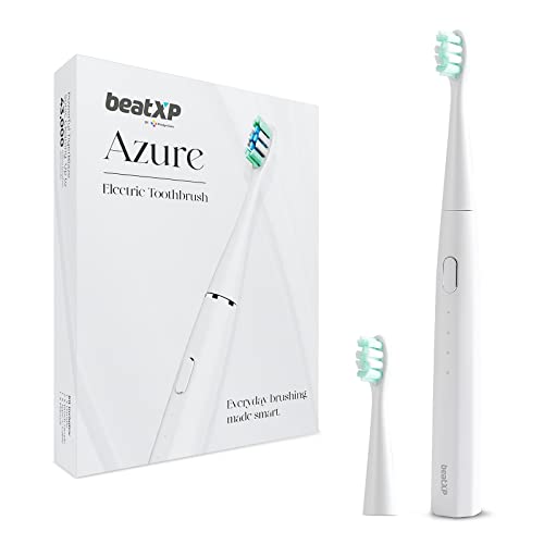 Image of beatXP Azure Electric Toothbrush for Adults with 2 Brush Heads & 5 Cleaning Modes|Rechargeable Electric Toothbrush Battery Backup of upto 180 Days (White)