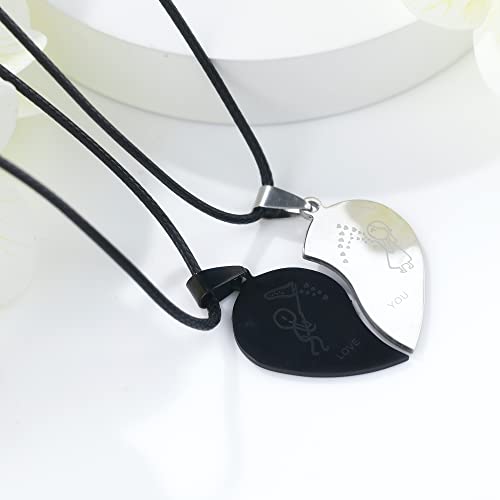 MISS RIGHT Matching Cat Yin Yang Necklace for Couples Women Men, Stainless Steel Puzzle Pet Dog BFF Necklaces for 2, Funny Cat Dog Lovers Gifts4