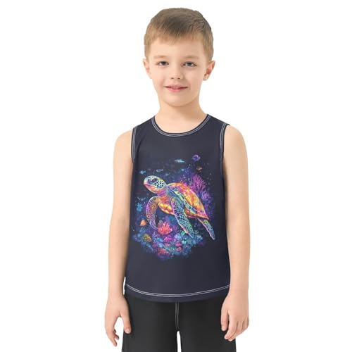 Boys Tank Top Shirts Sea Turtle Ccoral Reef and Fish Sleeveless T-Shirts Crew Neck for Kids Clothing Children2
