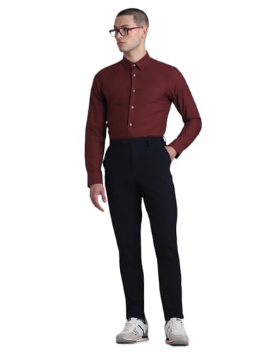 Image of Jack & Jones Men Solid Slim Fit Mid Rise Stretchable Pants
