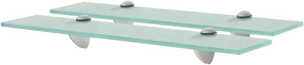 Floating Shelf Set of 2, Clear Tempered Safety Glass Wall Shelves for Bathroom & Living Room Decor, Rectangular Ledge Design, Durable Zinc Alloy Brackets