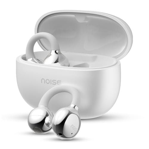 Noise Air Clips Wireless Open Ear Earbuds with Chrome Finish, AirWave™ Technology,Up-to 40H Playtime, Dual Device Pairing, Quad Mic with ENC,12mm Driver,BTv5.4 (Pearl White)