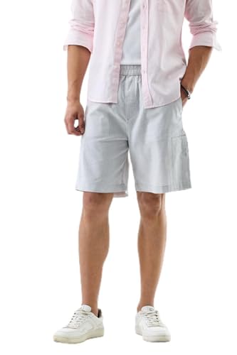 Image of SNITCH Men Casual Shorts | Regular Fit Mid Rise Solid Pattern | 100% Cotton Smooth Texture with Drawstring Closure & Elastic Waistband for Summer & Club Wear