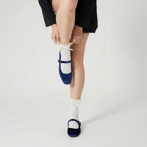 Image of Trary Mary Jane Shoes Women Woven Flats for Women Dressy Ballet Flats Squared Toe Mary Jane Flats Shoes