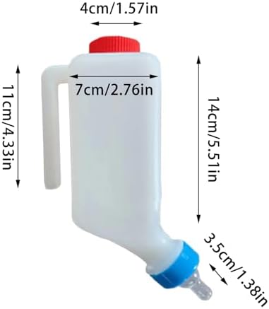 Lamb Feeding Bottle - 500/800ml Hanging Plastic Milk Feeder Bottle for Feeding Dogs, Cow, Sheep and Goat Lambing (2PC#1_800ml) - 4