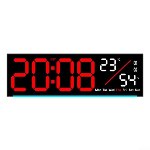 Autilyshop Reloj despertador LED digital para pared y mesa, temporizador de cuenta regresiva, visualización de temperatura, pantalla LCD grande Celsius y Fahrenheit, detección automática de luz