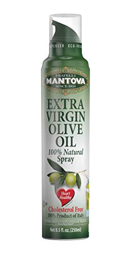Mantova Extra Virgin Olive Oil Spray, heart-healthy cooking spray perfect for salads, pasta sauces, or grilling, 100% natural cooking oil made in Italy, our olive oil dispenser bottle lets you spray, drip, or stream with no waste, 8.5 oz