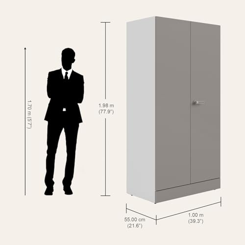 Image of Interio by Godrej Auraline Men Basic 2-Door Steel Almirah (Rocky Grey), 1-Year Warranty, 1 Drawer