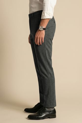 Image of Peter England Men's Slim Fit Mid Rise Formal Stretchable Knit Super Trouser | Comfort Lycra | 360-Degree Stretch