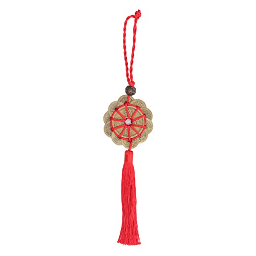 Lucky Coin, Brass Chinese Feng Shui Coins Fortune Money with Red String Hanging Ornament Suitable for Kitchen Door Office Car(Fortune)