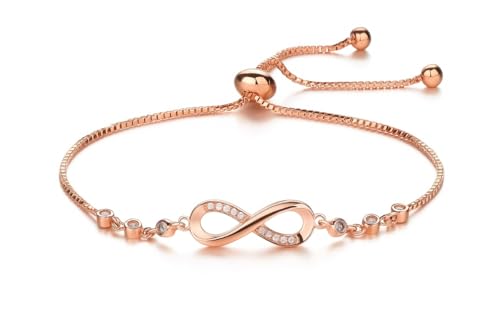 Image of Nilu's Collection Infinity Shape Cubic Zirconia Diamond Bracelet for Women Jewelry for Gift, Adjustable Charm Bracelet