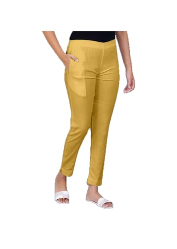 Image of Happy Bunny Cotton Blend Lycra Kurti Pants for Women, Soft 30% Stretch Full Length Trousers with Elastic Waist & Zip Pocket, Ideal for Office, Work, Casual, Home Wear Breathable Slim Fit