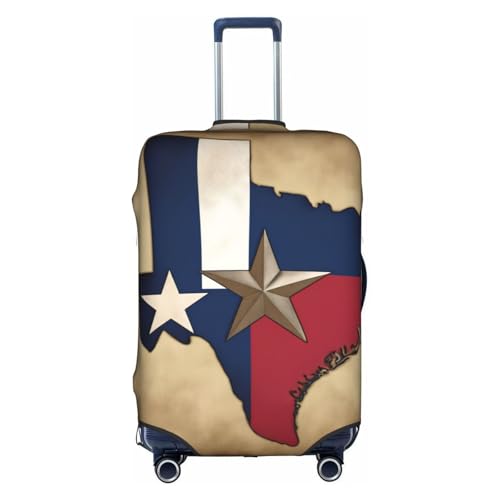Texas State Flag Map Print Travel Elastic Suitcase Luggage Baggage Cover Protector, Washable And Anti-Scratch