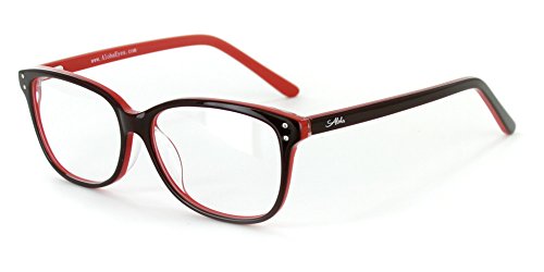 Aloha Eyewear Unisex Fuji Optical-Quality Retro Square Frames 53x14x135mm (Red)