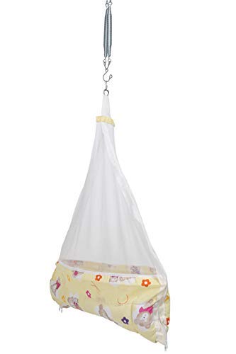 VParentsNewborn Baby Sleep Swing Cradle Jhula Palna Tottilu with Hanging Spring Cruze (Yellow) 110071