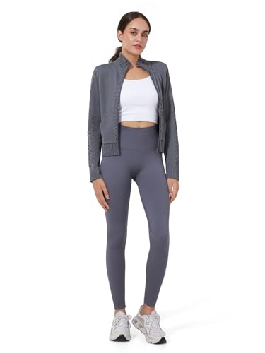 Image of Women's Cardigan Jackets Cropped Lightweight Fall Open Front, Long Sleeve Knit Zip Up Sportswear Slim Fit Workout Tops