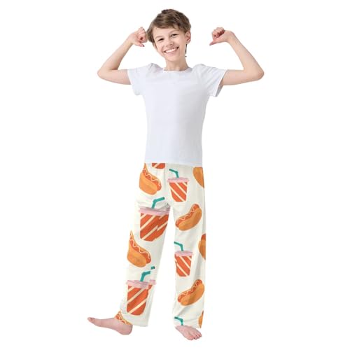 Hot Dog Soda Boys Pants Boys Athletic Pants Long Pant for Boy with Pockets Wide-Leg Size 6-14Y3