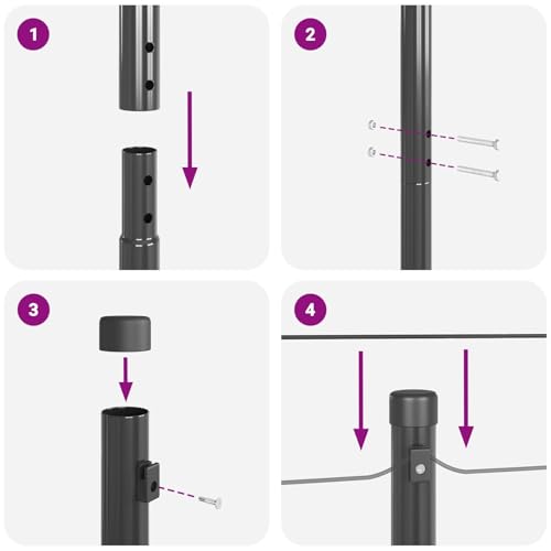 vidaXL Piquets de clôture 26 pcs Ø32 mm 150 cm Acier galvanisé - vue 7