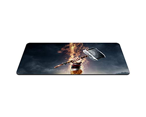 Image of Ryca Thor Hammer Printed Matt Finish Anti-Skid Non-Slip Rubber Base Mouse Pad /Desk Pad for Work from Home||Office||Gaming||PC||Laptop||Keyboard Mousepad