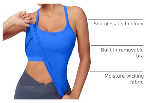 Image of MathCat Workout Tank Tops for Women with Built in Bra, Sleeveless Gym Tops Seamless Racerback Athletic Yoga Shirts