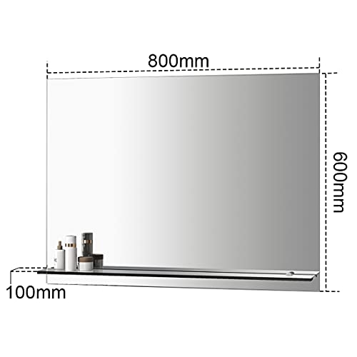 Meykoers Badkamerspiegel met plank wandspiegel met plank 80x60cm badkamerspiegel badkamerspiegel - Image 8