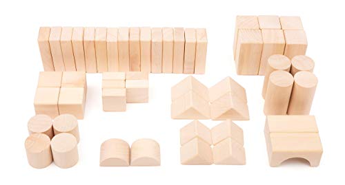 small foot Holzbausteine Natur aus Holz, mit vielen unterschiedlichen Blockformen, 50-teilig, ab 3 Jahren, 11396