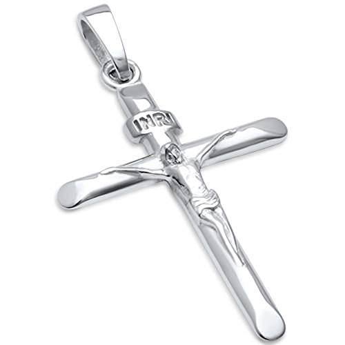 Oxford Diamond Co Solid Jesus Cross .925 Sterling Silver Pendant Colors Available! (Sterling Silver)
