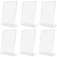 LEXININ 6 Pack A4 Acrylic Sign Holder, Plastic L Shaped Clear Display Stand for Display Photo Menu Poster