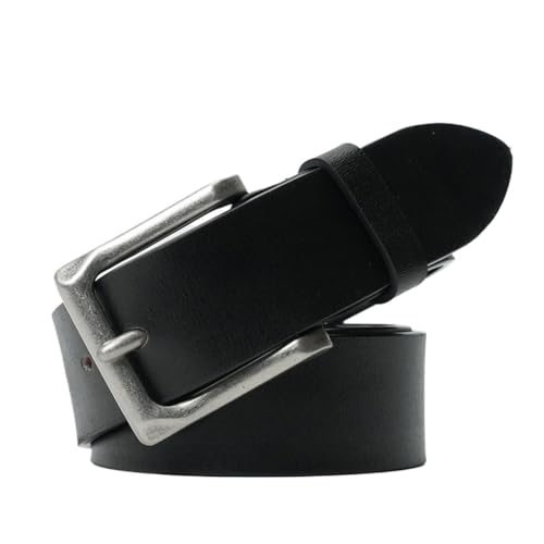 JSEIAJB Youth Casual Middle-aged Belt Male Cow Solid Alloy Buckle Leather Retro Belt