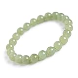 Pulsera de Jade para Mujer, Cuentas elásticas de Color Verde hetiano/Blanco, para Esposa