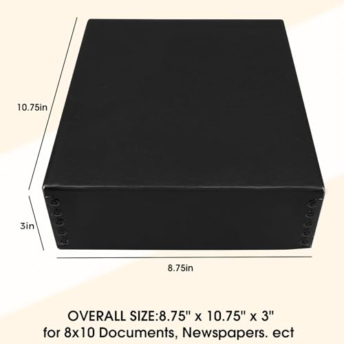 Image of Golden State Art, Drop Front Archival Storage Box, 8.75 inchx10.75 inchx3 inch-Black | Acid-Free 8x10 Museum Photo Storage Box with Metal Edge, Preserve Documents, Prints, Poster, Photographs, Arts And Crafts