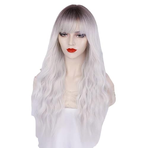 Perruque cheveux longs bouclés pour cacher des cheveux plats