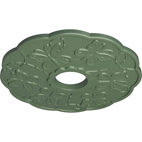 Image of Ekena Millwork CM17TSAGF - Terrones Butterfly - Ceiling Medallion, Athenian Green